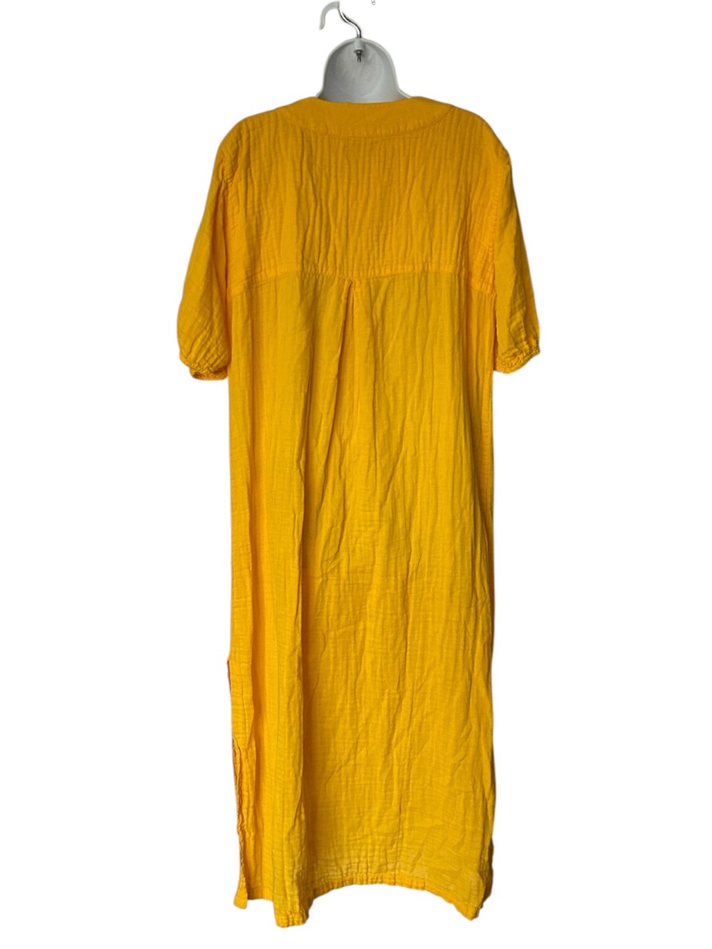 LAKE Marigold Cotton Gauze Midi Dress V Neck Puff Sleeve Resort Excellent XL - Picture 3 of 11